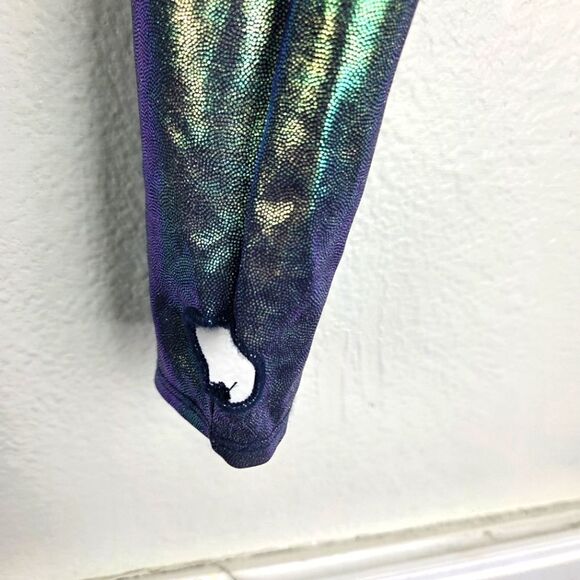 Women's J. Valentine Rave EDC Metallic Iridescent Long Sleeve Bodysuit Sz S/M - Picture 10 of 11